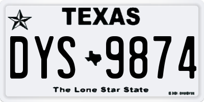 TX license plate DYS9874