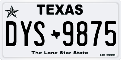 TX license plate DYS9875