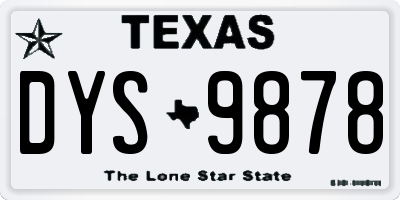 TX license plate DYS9878