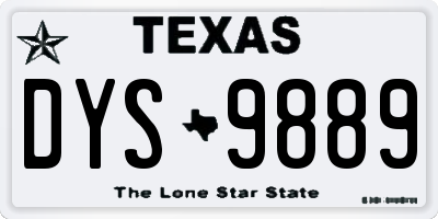 TX license plate DYS9889
