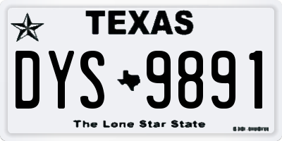 TX license plate DYS9891