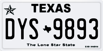 TX license plate DYS9893