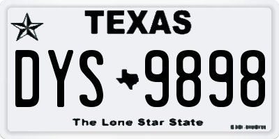 TX license plate DYS9898