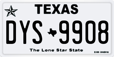 TX license plate DYS9908