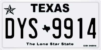 TX license plate DYS9914