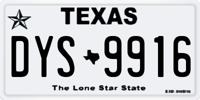 TX license plate DYS9916