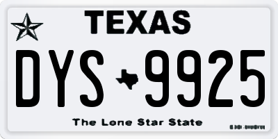 TX license plate DYS9925