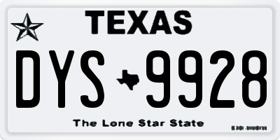 TX license plate DYS9928