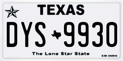 TX license plate DYS9930