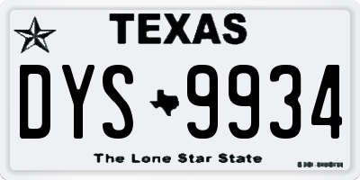 TX license plate DYS9934
