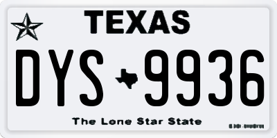 TX license plate DYS9936