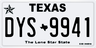 TX license plate DYS9941