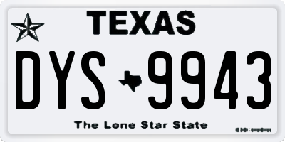 TX license plate DYS9943