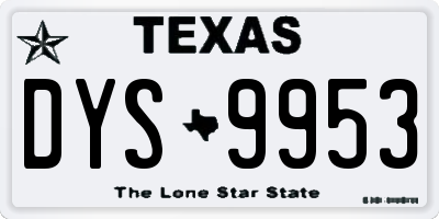 TX license plate DYS9953