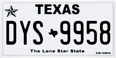 TX license plate DYS9958