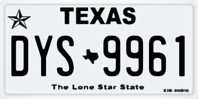TX license plate DYS9961