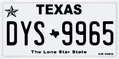 TX license plate DYS9965