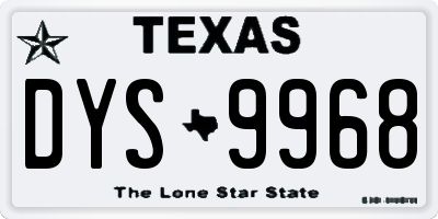 TX license plate DYS9968