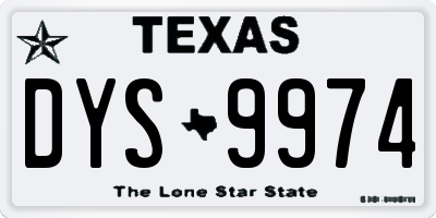 TX license plate DYS9974
