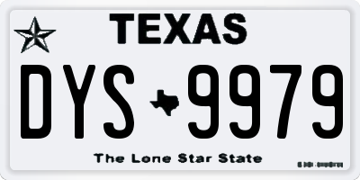 TX license plate DYS9979