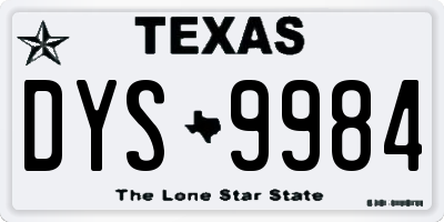 TX license plate DYS9984