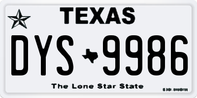 TX license plate DYS9986