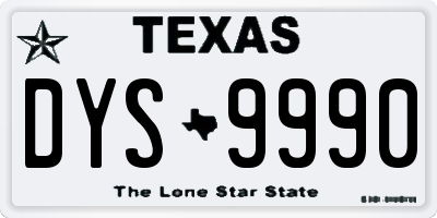 TX license plate DYS9990