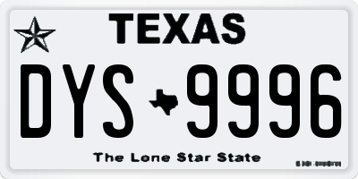 TX license plate DYS9996