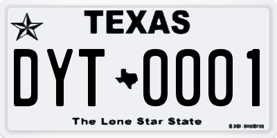 TX license plate DYT0001