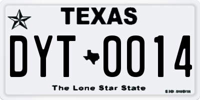 TX license plate DYT0014