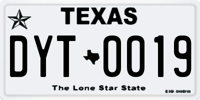 TX license plate DYT0019