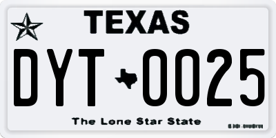 TX license plate DYT0025