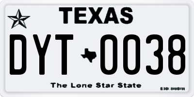 TX license plate DYT0038