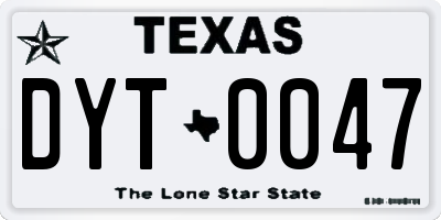 TX license plate DYT0047