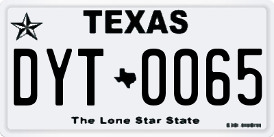 TX license plate DYT0065