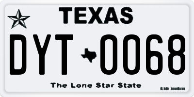 TX license plate DYT0068