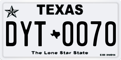 TX license plate DYT0070