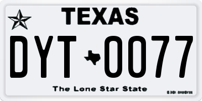 TX license plate DYT0077