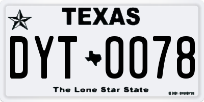 TX license plate DYT0078