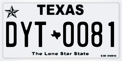TX license plate DYT0081