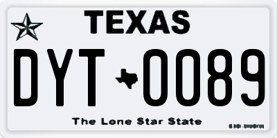 TX license plate DYT0089