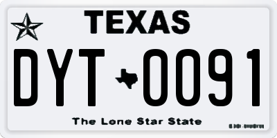 TX license plate DYT0091