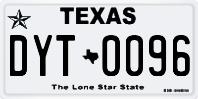 TX license plate DYT0096
