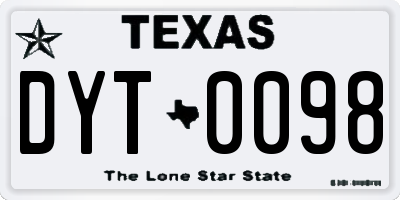 TX license plate DYT0098