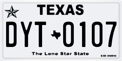 TX license plate DYT0107