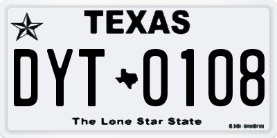TX license plate DYT0108