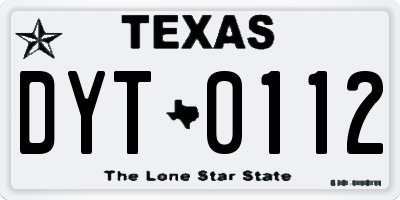 TX license plate DYT0112