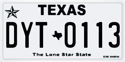 TX license plate DYT0113