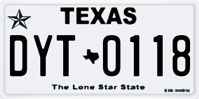 TX license plate DYT0118