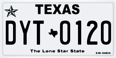 TX license plate DYT0120